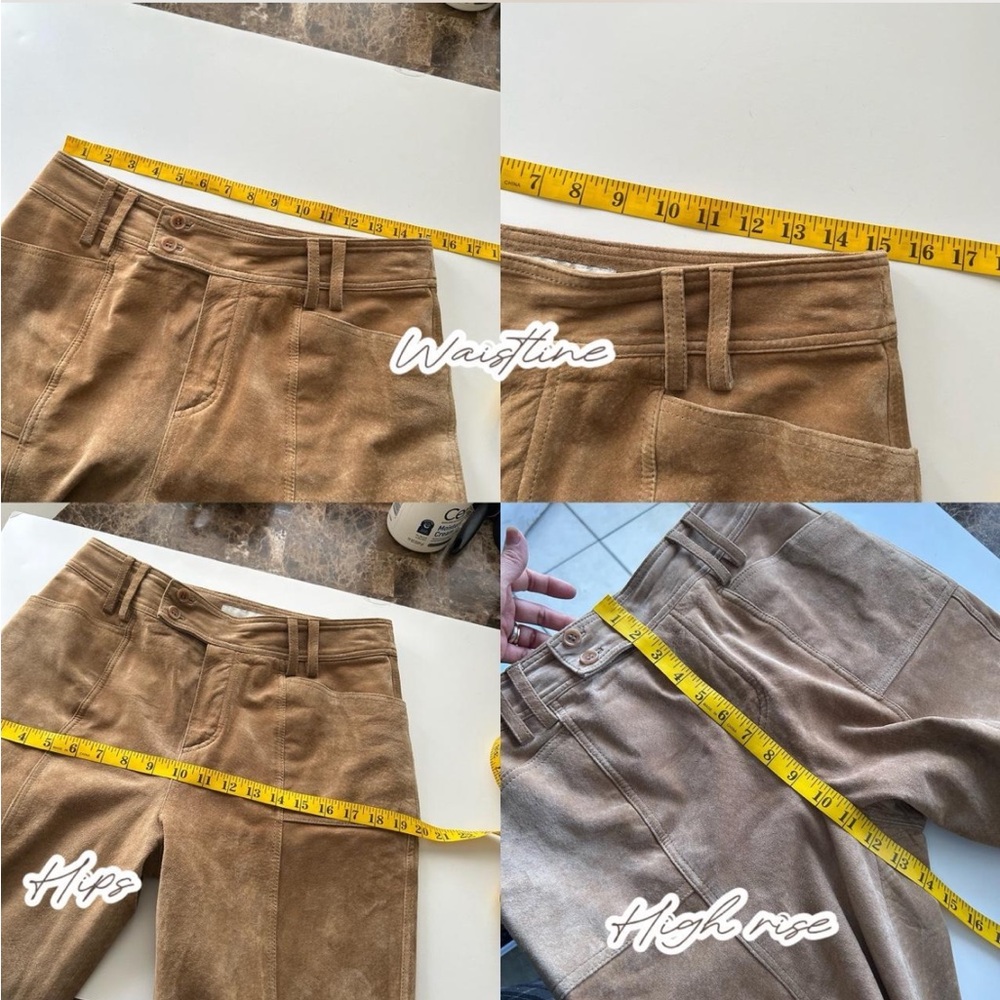 Vintage Spiegel Tan Suede Leather Pants, High-Waisted Wide Leg, Size 10. - Picture 7 of 8